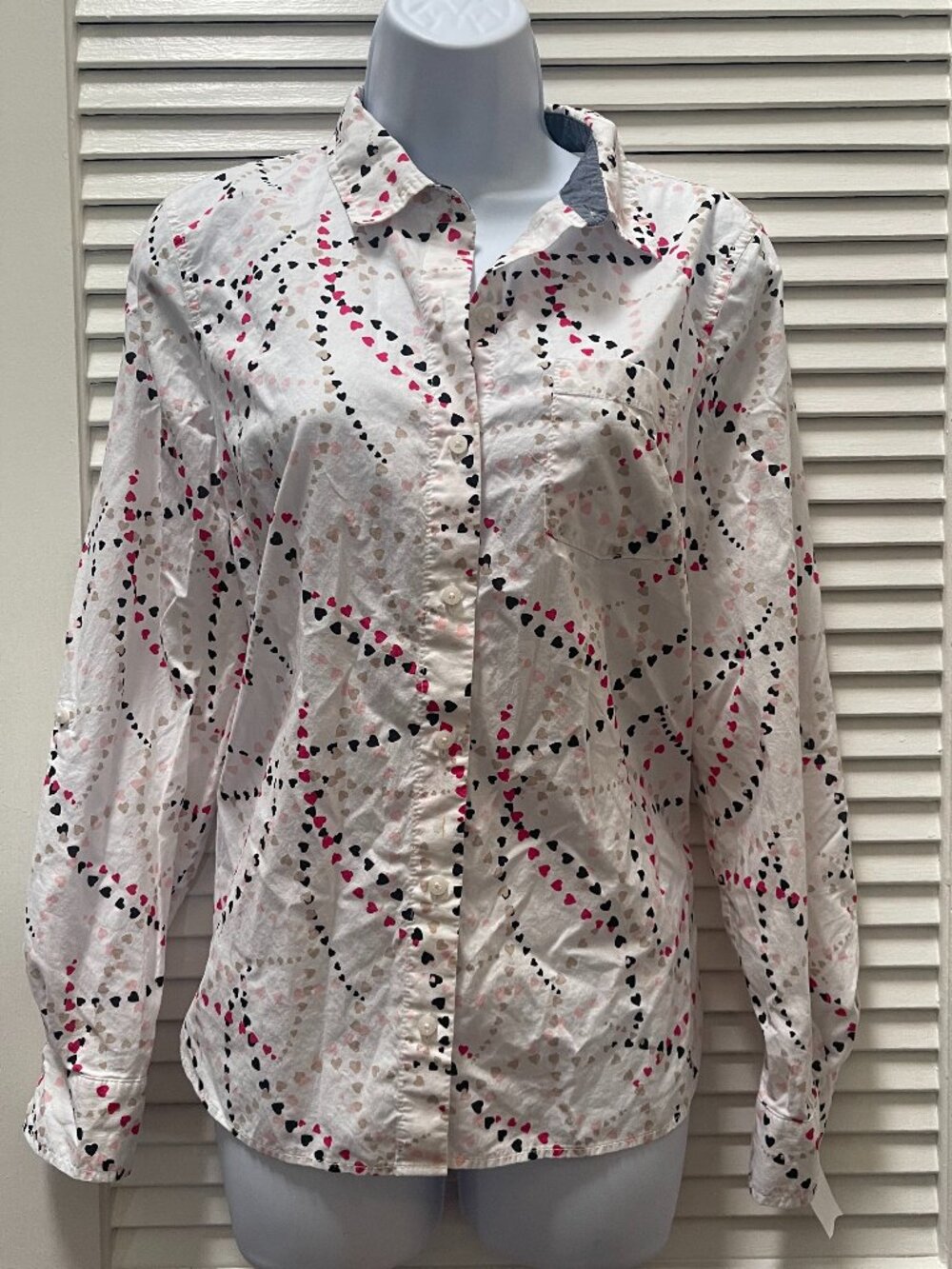 Tommy Hilfiger Heart Print Button Front Shirt Size S
